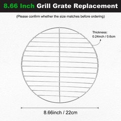 1 Pack Charcoal Grate Replacement, BBQ High Heat Steel Grill Grate [8.66 Inch]