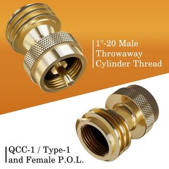 NUPICK Propane Tank Adapter, 1 Lb to 20 Converter, Hook Up POL, Golden