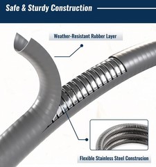 15 Feet 3/8 inch ID Natural Gas Grill Hose with Quick Connect Fittings, Natur…