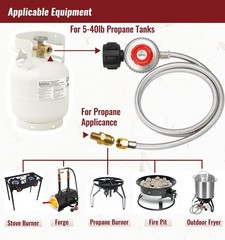 5FT Adjustable High Pressure Propane Regulator Hose 0-20 PSI Braided QCC1