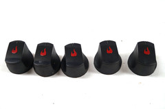 LOT (5) CharBroil Gas Grill Knob Set Genuine OEM Black Red Plastic WORKING B133