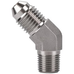 4AN Male Flare to 1/8 NPT Pipe Male Stainless Steel 4AN to 1/8 NPT 45 Degree