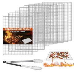 10 Pack Disposable Stainless Steel Grill Mats, 11.8 x 15.8 Inch (30x40cm) BBQ…