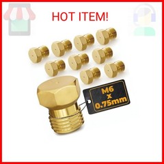 10Pcs Propane Orifice Kit – M6x0.75mm, 0.5mm=0.02″=24AWG Brass Nozzle Temperatur