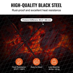 Campfire Cooking Grate 44x15inch 44lb Capacity Steel Grid