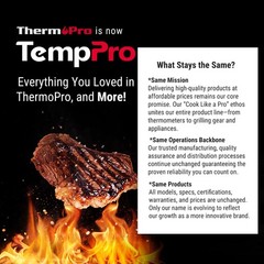 TempPro TP20 500FT Wireless Meat Thermometer with Dual Standard, Orange