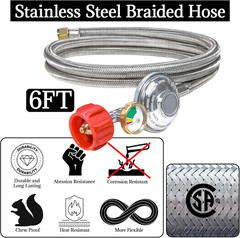 6Ft Stainless Braided Propane Regulator Hose for Blackstone Grill 20Lb Tank