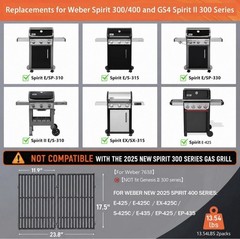 17.5″ Grill Grates for Weber Spirit 300/400&Spirit II 300 Series-Weber 7638 7639