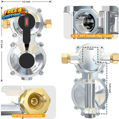 2-Stage Auto Changeover LP Propane Gas Regulator with 48”Stainless Braided