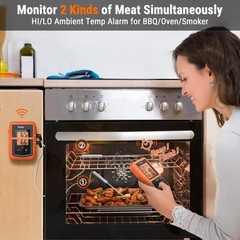 TempPro TP20 500FT Wireless Meat Thermometer with Dual Standard, Orange