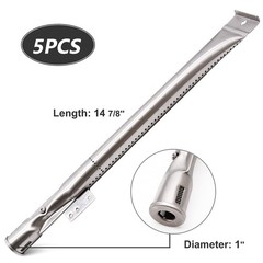 BBQ-Element Stainless Steel Grill Burner Tubes Replacement 5 Burner, Silver