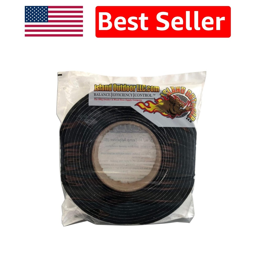 15′ Self-Stick Black Smoker Gasket – 3/4″ x 1/8″ High Temp Seal for BBQ Lovers