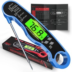Fast Instant Read Meat Thermometer with Backlight – Waterproof Digital Blue