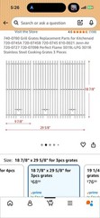 Stainless Steel Grill Grates for KitchenAid 740-0780 720-0745A 3 Piece Set