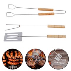 Compact and Lightweight 3 Piece Grill Utensil Set with Clip Shovel and Fork