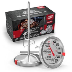 AWLKIM 2 Pack Stainless Steel Meat Thermometer, Safe Leave in Oven, Silver