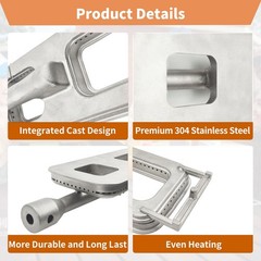 Upgraded 3-Pack Cast 304 Stainless Steel Grill Burners Compatible with Members