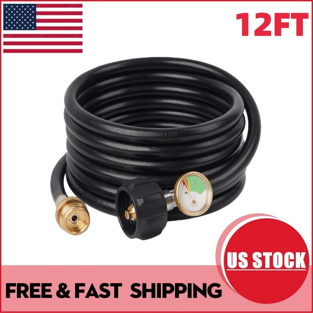 SHINESTAR 12FT Propane Hose Adapter w/Gauge for Heater & Grill