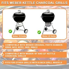BBQ Replacement Wheels for 18/22″ Weber Kettle Grill – 6″ Tires & Hub Caps, 2PCS