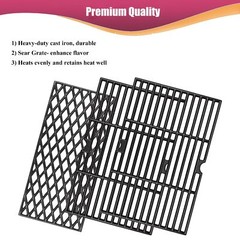 3-Piece Cast Iron Cooking Grate Replacement for Dyna-Glo DGH474CRP Grills