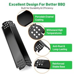 1.6″ L Grill Heat Plates Pack, Porcelain Steel Gas BBQ Grill Burner Covers, 4
