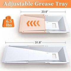 Grease Tray with Catch Pan Adjustable Universal Drip Pan for Dyna Glo, Nexgrill,