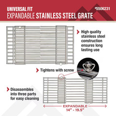 Master Forge 19.5″ x 7.75″ Expandable Stainless Steel Grilling Grate – Universal