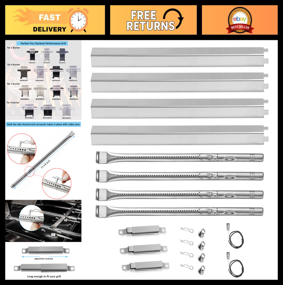 Grill Replacement Parts for 4 & 5 Burner Models, Heat Plates, Burners, Igniter &