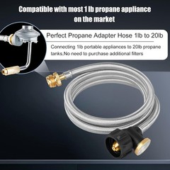 6 FT Propane Hose Adapter 1lb to 20lb,Stainless Braided Propane Tank Hose 1lb…