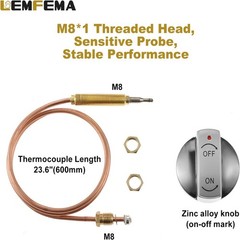 1Set 50000 BTU Low Pressure Fireplace Control Valve with Thermocouple Kit