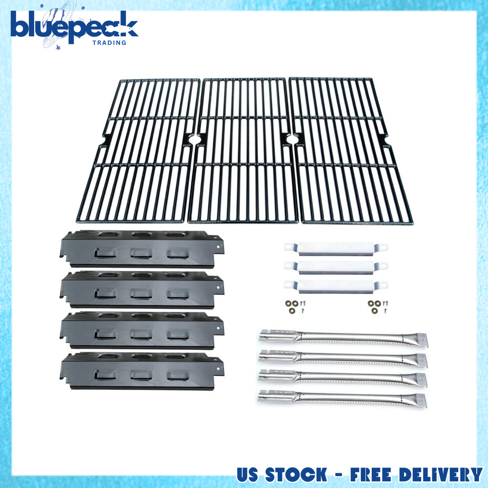 Grill Burner & Carryover tubes & Heat Plate & Cast Iron Cooking Grid