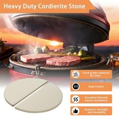 15″ Half-Moon Ceramic Heat Deflector Plates for Kamado Grill BBQ Accessories, 2-