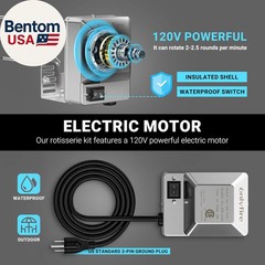 Universal Stainless Steel Grill Electric Rotisserie Motor 110 Volt 4 Watt On/Off