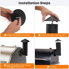Pellet Grill Smoke Stack for Pit Boss, Traeger, Camp Chef & Other Smokers – Blac