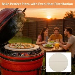 15″ Half-Moon Ceramic Heat Deflector Plates for Kamado Grill BBQ Accessories, 2-