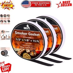 3 Pack Black Smoker Gasket, 1/2″ x 1/8″, High-Temperature Seal for Grills