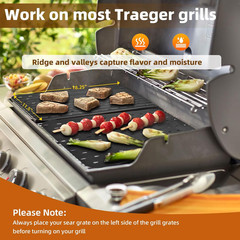 BAC772 18.25”X11.5” Sear Grate Grill Accessory, Reversible Grill Grate Compati