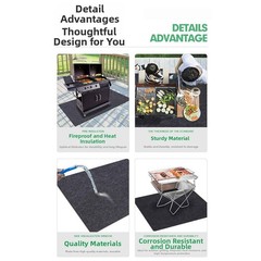 50×36 inch Heat Resistant Mat for Fire Pits Grills and Barbecue Setups