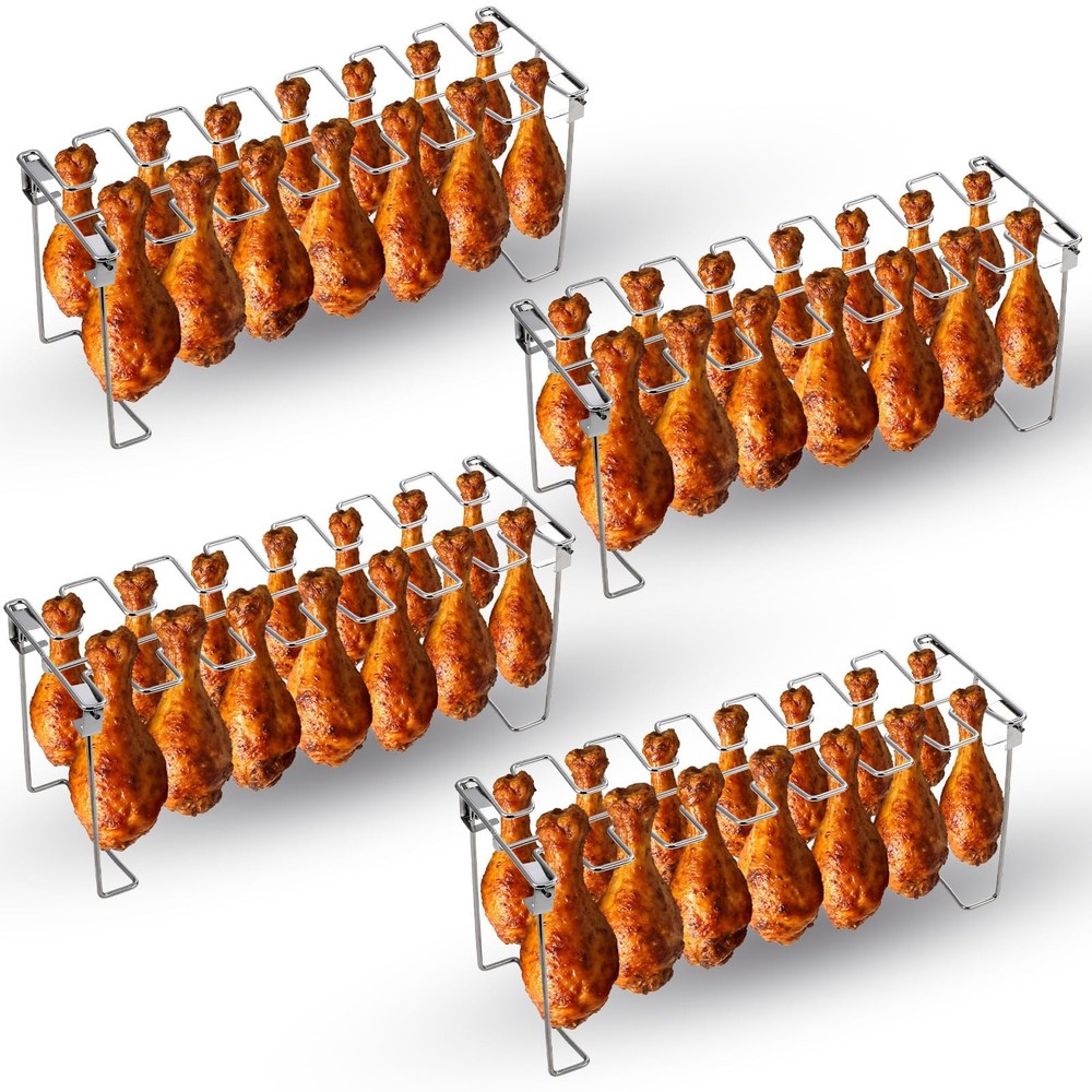 Afarnook 4 Pcs Chicken Leg and Wing Rack for Grill 14 Slots Drumsticks…