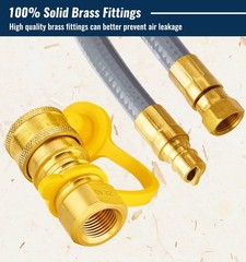15 Feet 3/8 inch ID Natural Gas Grill Hose with Quick Connect Fittings, Natur…