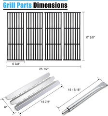 Broil King Baron 320 Replacement Grates, Heat Plates, and Burners Parts