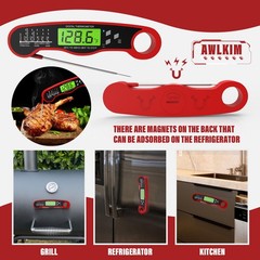 AWLKIM Meat Thermometer Digital – Instant Read 6.5 inches, Red
