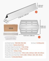 Efficient 17in Flame Reduction Flavorizer Bars 5+2 Kit Compatible with Weber