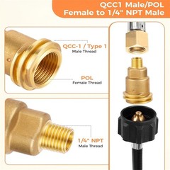 3PCS Propane Gas Brass Fitting Adapters Kit For BBQ RV Camping Grills & Heaters