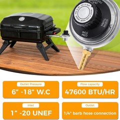 Low Pressure 1LB Propane Tank Gas Regulator Table Top Control Adjustable Valve