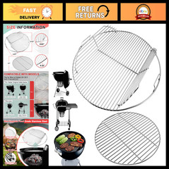 304 Stainless Steel Cooking & Charcoal Grate Kit for 22/22.5” Kettle Grill Acce