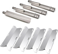 Criditpid 4 Pack Stainless Steel Heat Plates and Cast Stainless Steel Grill Burn