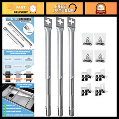 Universal Adjustable Burner Tubes Set of 3 (12″ to 17.5″) for Gas Grills – Repla