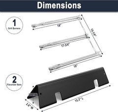 Flavorizer Bars Burner Tubes for Weber GS4 Spirit II & I 300 Serie Front Control