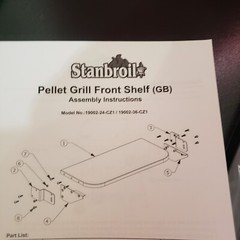Stanbroil Pellet Grill Front Shelf 19002-24-CZ1 PGFS24 Replacement Part Black